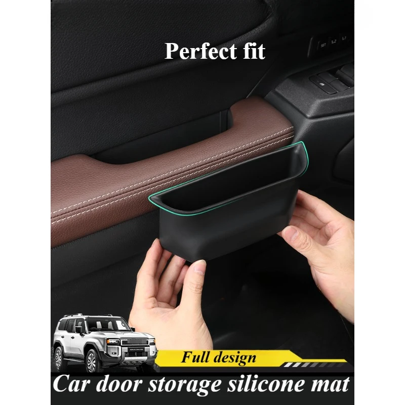 Car Inner Door Armrest Storage Box For Toyota Prado 2024 LC250 Silicone Car Door Organizer Tray Stowing Tidying Accessories