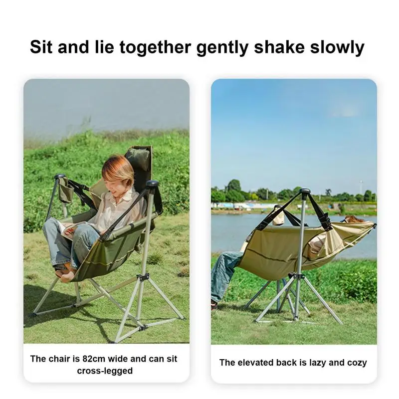 

Rocking Folding Chair Hammock Chairs 600D Oxford Foldable Rocking Chair Heavy Duty Swinging Camping Chair For Patio Picnic