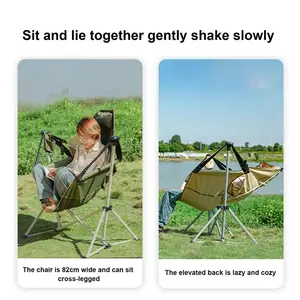 Rocking Folding Chair Hammock Chairs 600D Oxford Foldable Rocking Chair Heavy Duty Swinging Camping Chair For Patio Picnic