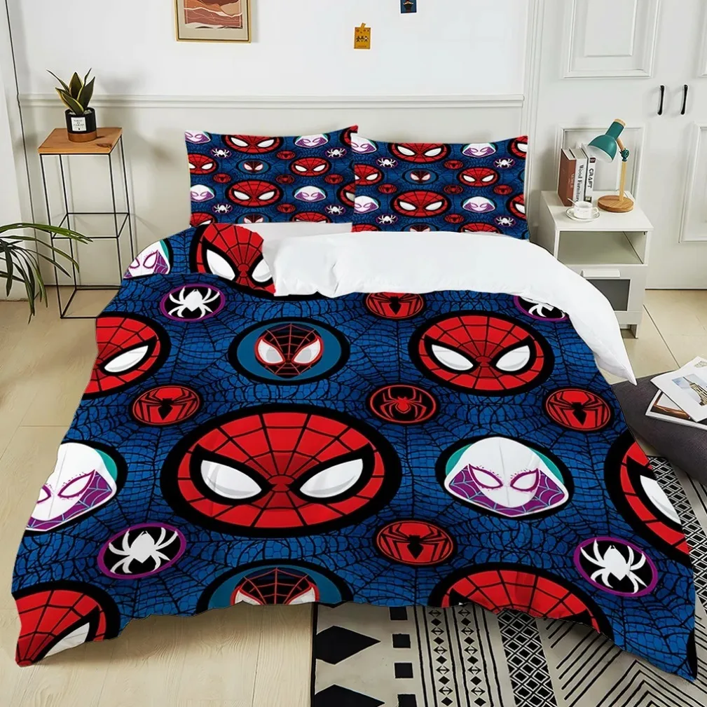 Spiderman Bedding Set Cartoon Spider Man Duvet Cover Set Pillowcase Room Decoration Boy Girl Gift Single Twin King Size