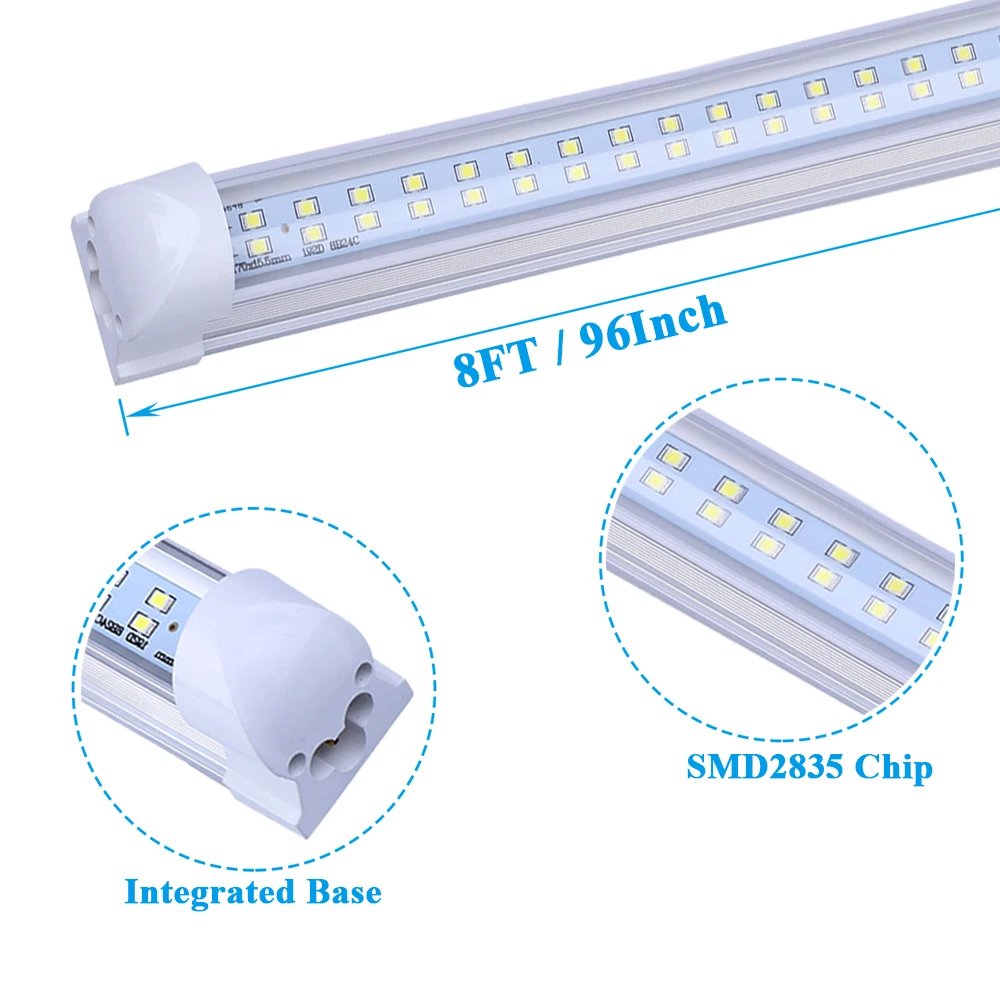 8FT LED Bulb Light 72W Integrated LED Tube Light 2.4M 96inch 8 FT LED Tube Lamp 3000K 4000K 5000K 6000K AC85-265V