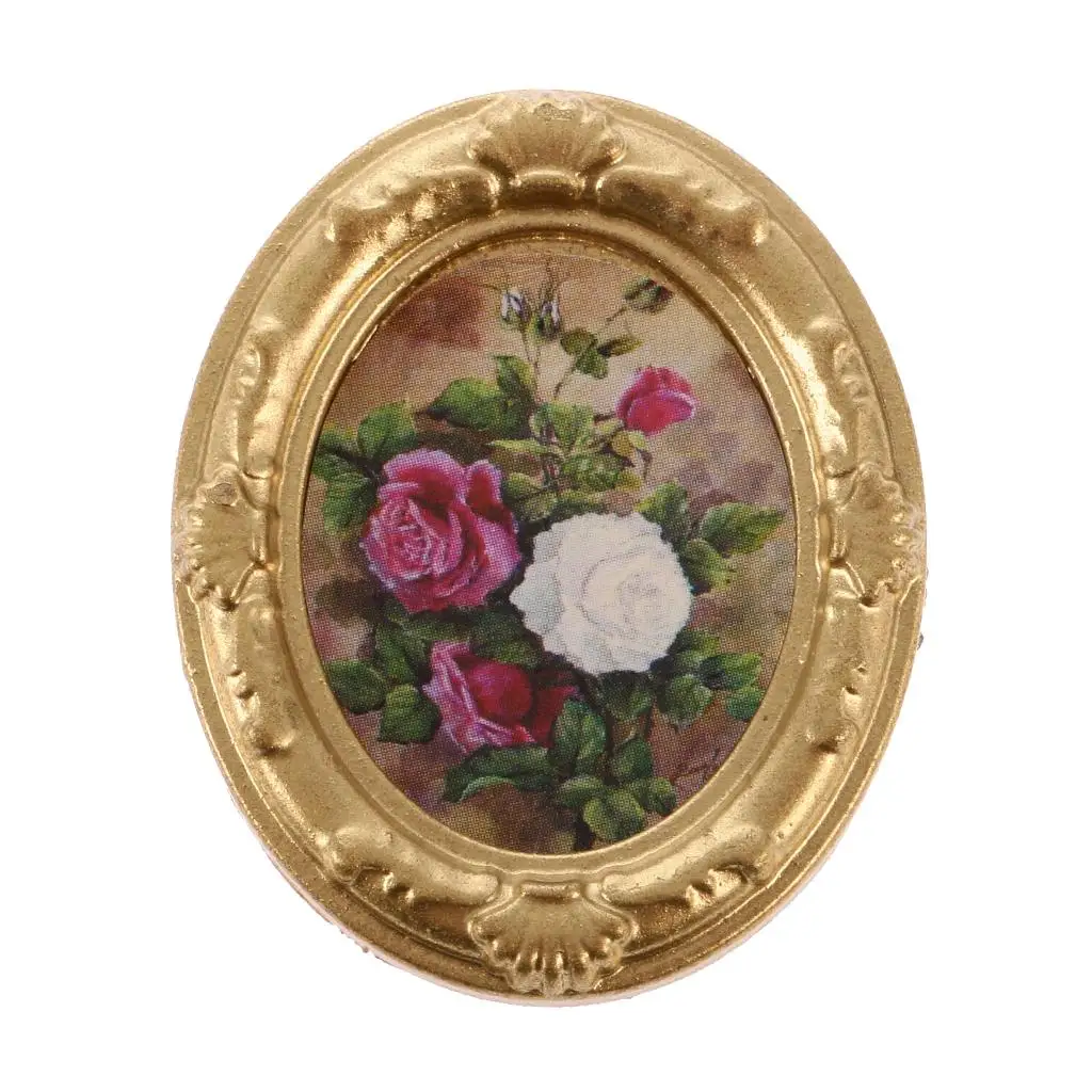 

Miniature Photo Frame for Dollhouse Metal Furniture Vintage 1 12 Scale Accessories for Mini Room