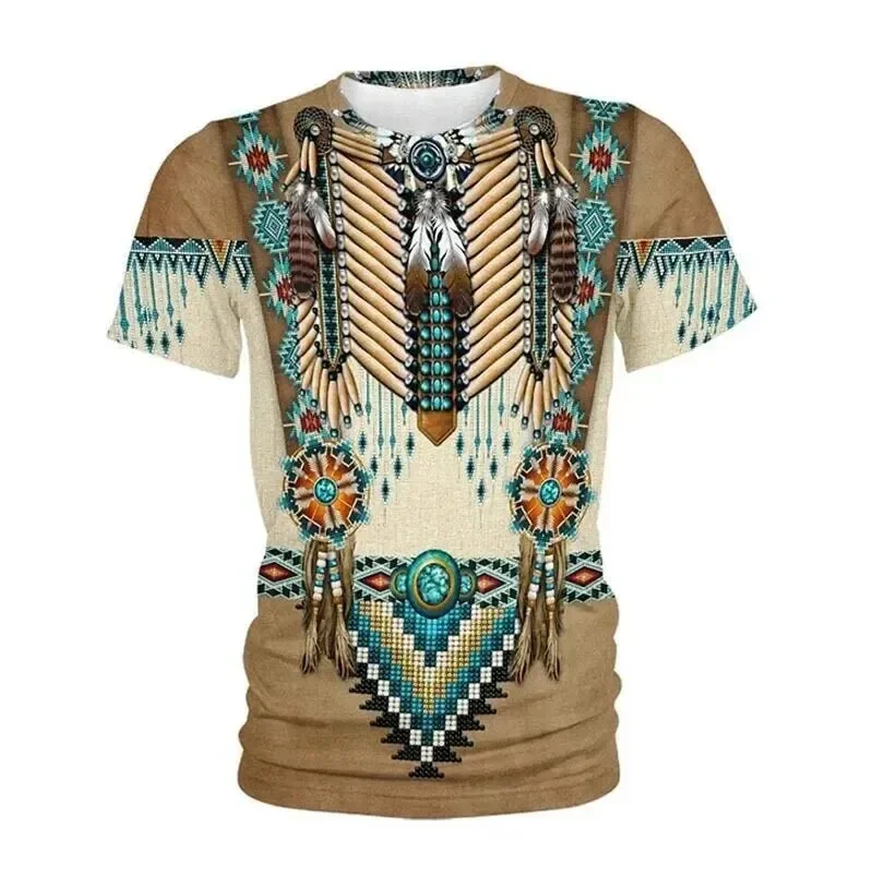 2026 Neue Sommer Indische Ethnische Stil 3D-Druck T-Shirts Streetwear Herren Mode Harajuku Lässige Oversized O-Neck T-Shirts Tops