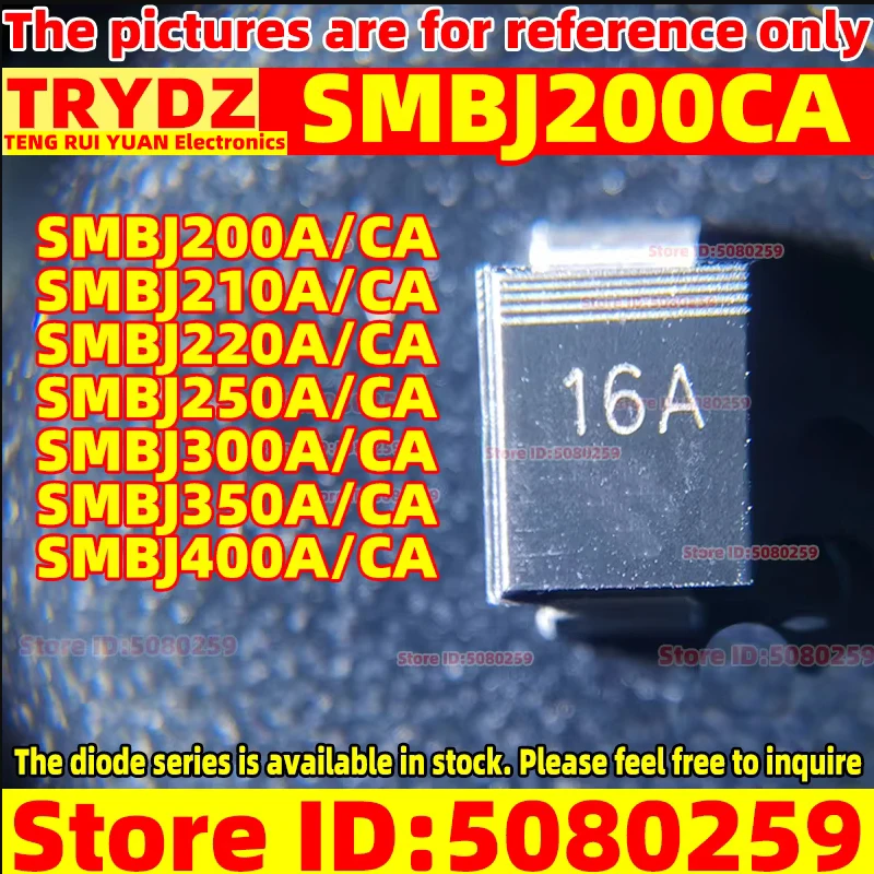 

200-20pcs SMBJ200A SMBJ210A SMBJ220A SMBJ250A SMBJ300A SMBJ350A SMBJ400A SMBJ200CA SMBJ210CA SMBJ220CA SMBJ250CA 300/350/400CA