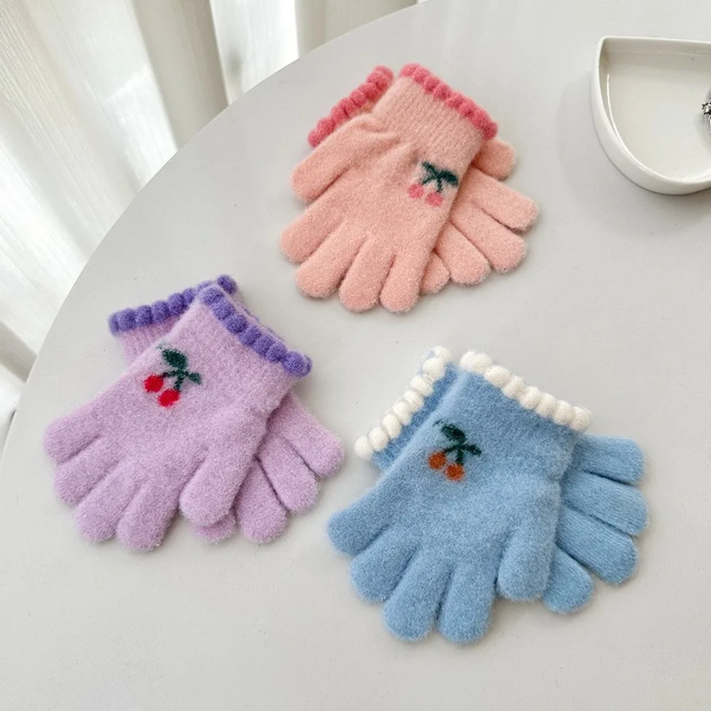 New Windproof Kids Warm Gloves Thicken Five Finger Cycling Mittens Baby Gloves Winter