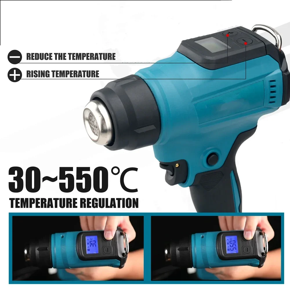 18V Heat Gun Shrink Wrapping Tool Hot Air Soldering Thermal Blow Dryer with LED Display Electronics Crafting No Battery
