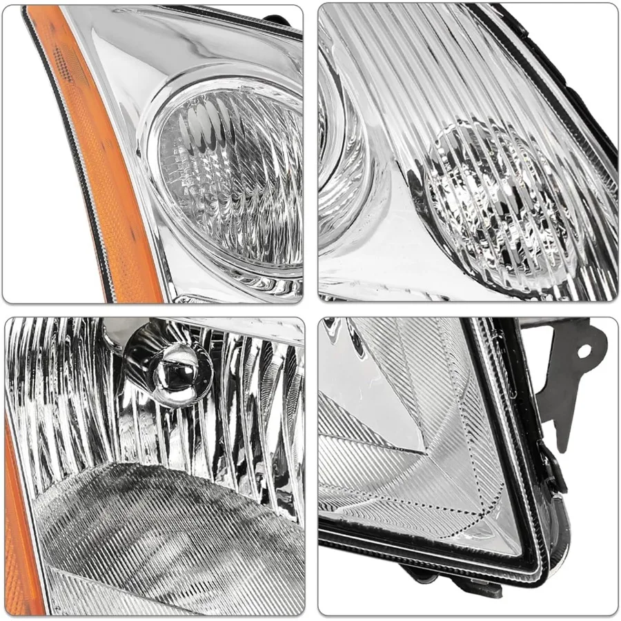 Headlight Assembly Compatible with 2007-2009 Nissan Sentra for Enhanced Night Visibility and Improved Driving Safety Chrome Fin