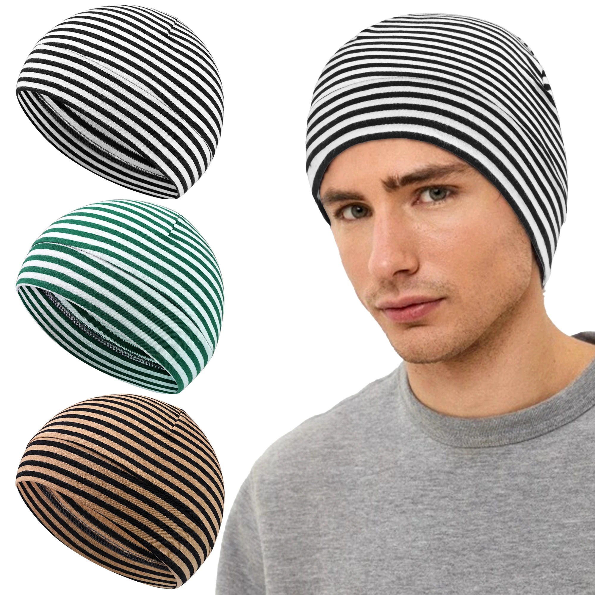 

3PCS Cotton Sleep Cap PCSUnisex Soft Warm Breathable No Seam Winter Knit Night Bonnet For Adults