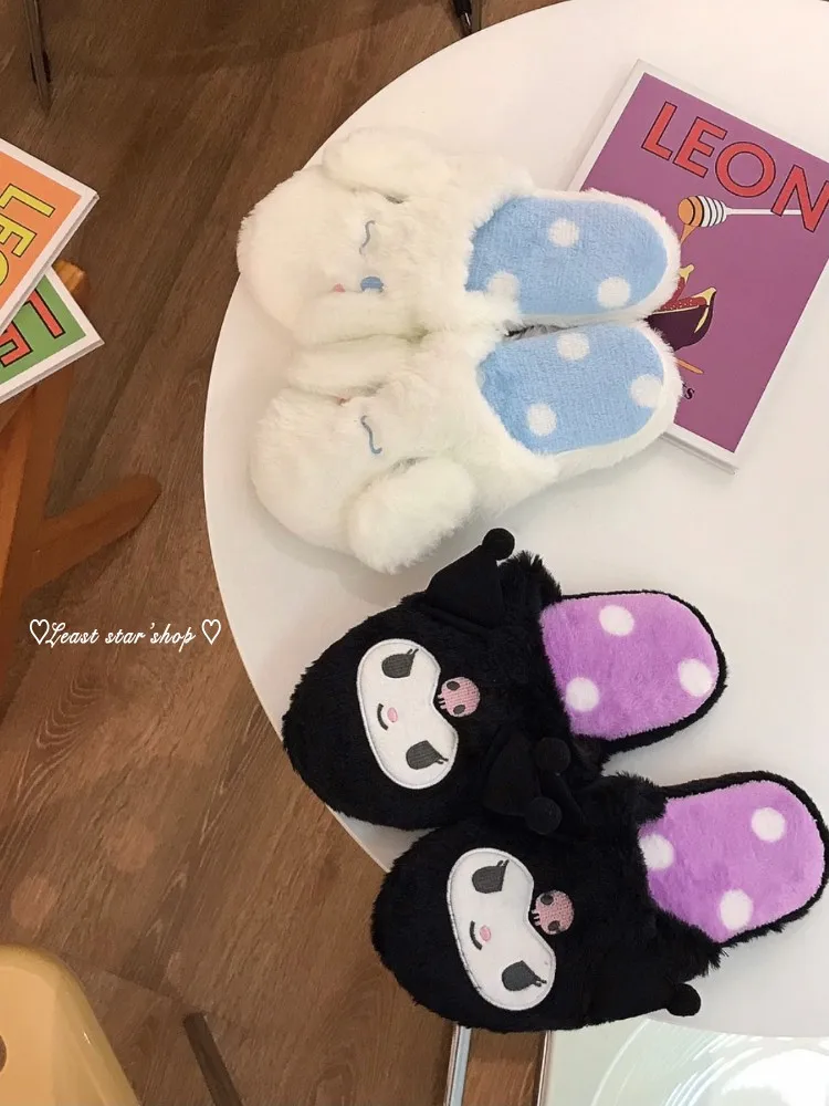 Lolita Warm Slipper Kuromi My Melody Home Cotton Shoes Cute Cinnamoroll Indoor Slipper Plush Slippers For Girl Autumn Winter