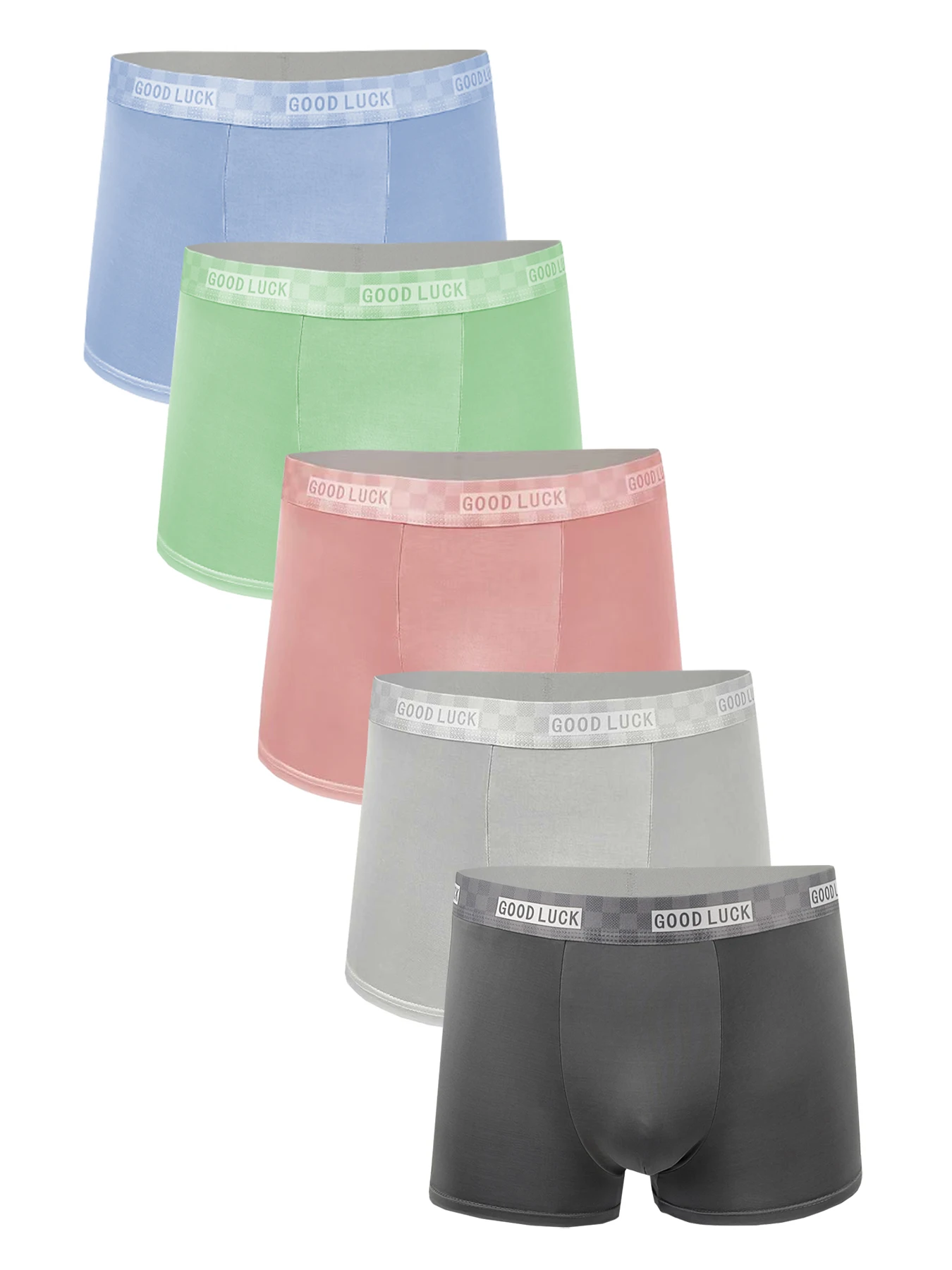 

Комплект из 5 мужских боксерских шорт с уникальным дизайном пояса, который является новым, модным, удобным и дышащим.