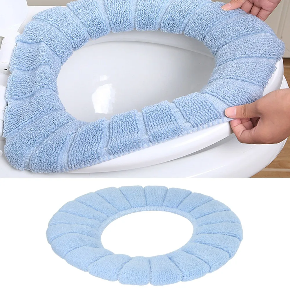 5 Pack 5 Color Combinations Toilet Seat Cover Thickened Material Polyester Toilet Seat Pad Stretchable Fit Soft Toilet Cover