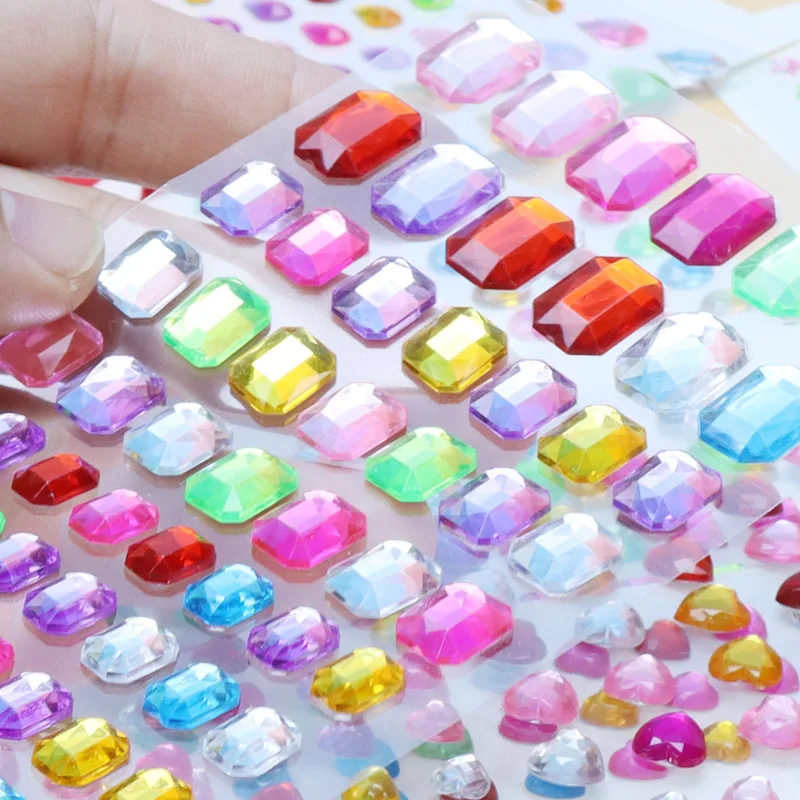 Muticolor Self Adhesive Gems Stickers for Crafts Rhinestones Assorted Shapes Jewels Rhinestones Stickers Girls Kids Gifts