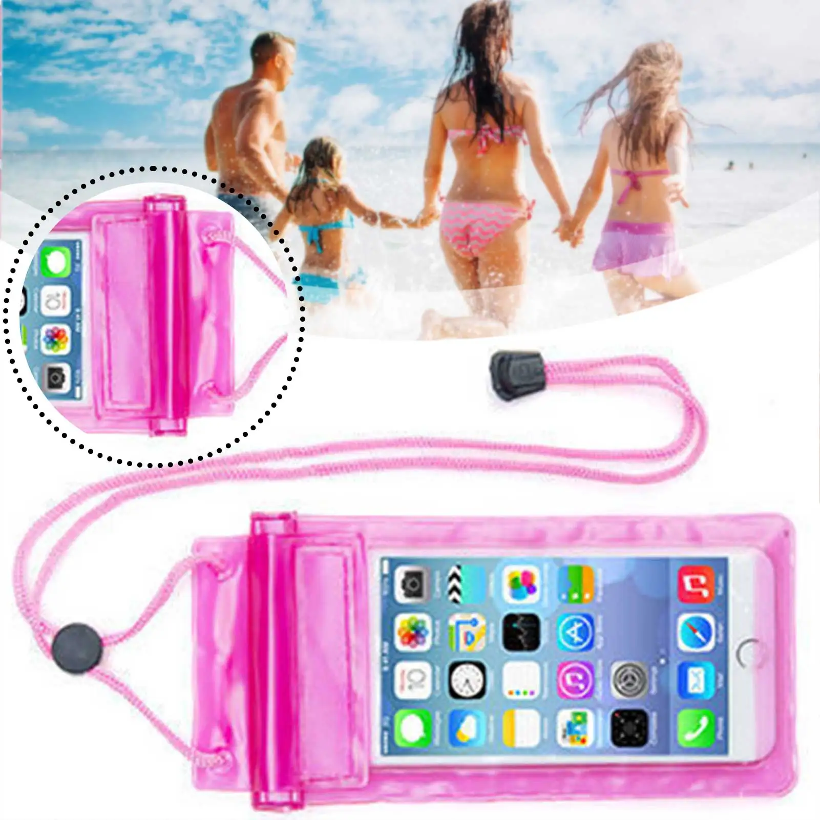 

Underwater Phone Pouch Universal Phone Case Dry Bag With Lanyard For Beach