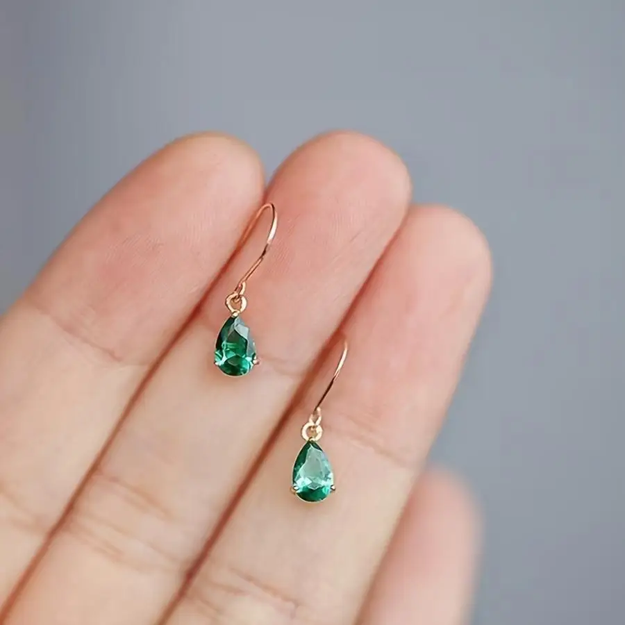 1/5/10/20/50/100pcs A Pair of Elegant French-Style Emerald Green Teardrop Earrings, Perfect for a Goddess Look Funny Positive Mi