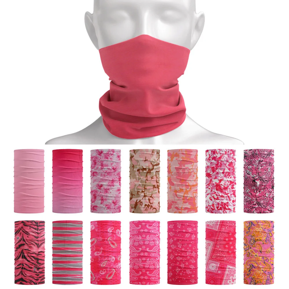 Pink Seamless Outdoor Bandana Cycling Neck Cover Gaiter Women Running Hair Headband Camping Face Mask Tube Scarf Hiking Headwear