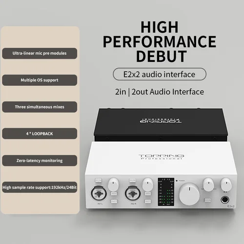 Imagen 2 del producto TOPPING E2x2 interfaz de audio profesional ordenador teléfono canto transmisión en vivo tarjeta de sonido grabación mezcla 2 en 2 salidas