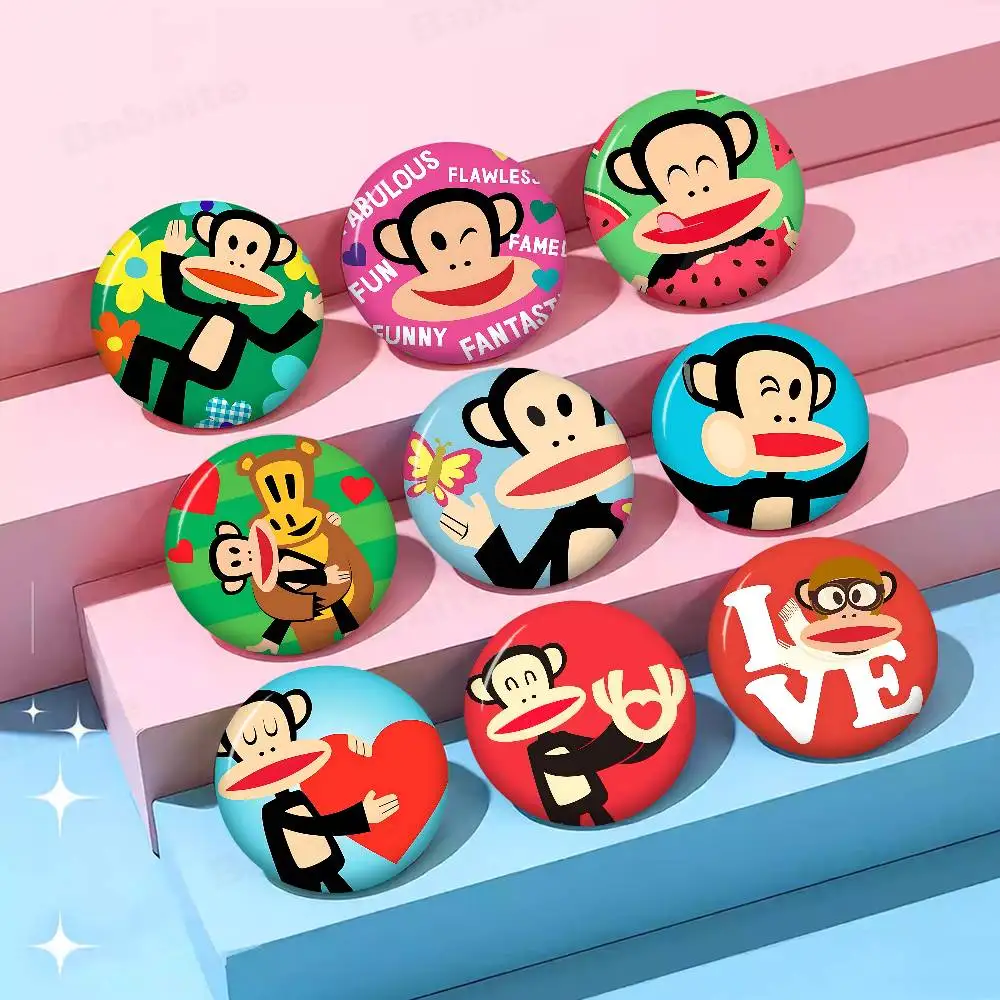 P-Paul F-Frank Cartoon Brooches Anime Badge Round Handmade Brooch Lapel Pins Jewelry for Backpack Clothes Gifts