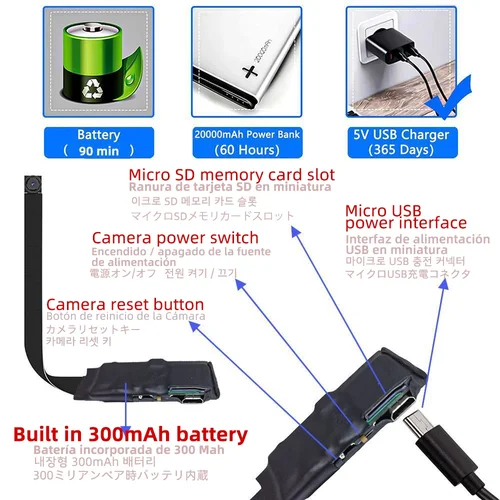 Imagen 2 del producto Mini Cámara 4K HD 1080P, Videocámara WiFi, Versión Mejorada, Módulo Inalámbrico DIY, Grabadora de Video, Compatible con Visualización Remota P2P