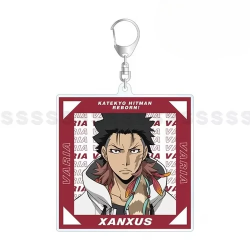 Anime Belphegor Hibari XANXUS Mukuro Squalo Tsuna Gokudera Keychain Doll Game Acrylic Keyring Pendant for Gift