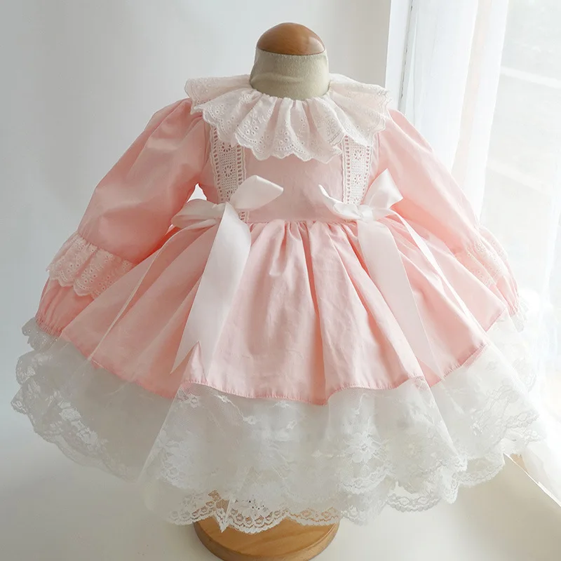 

New Kids Vestidos Lolita Pink Blue Dress For Toddler Girls Ball Gown Birthday Wedding Party Dresses Children Vintage Clothes