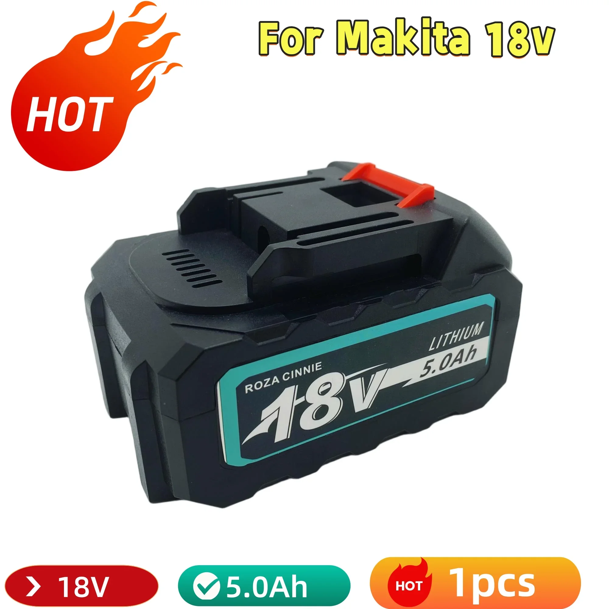 Roza cinnie-18V Batería recargable de iones de litio de alta capacidad y larga duración Compatible con Makita BL1840B BL1850B BL1860B