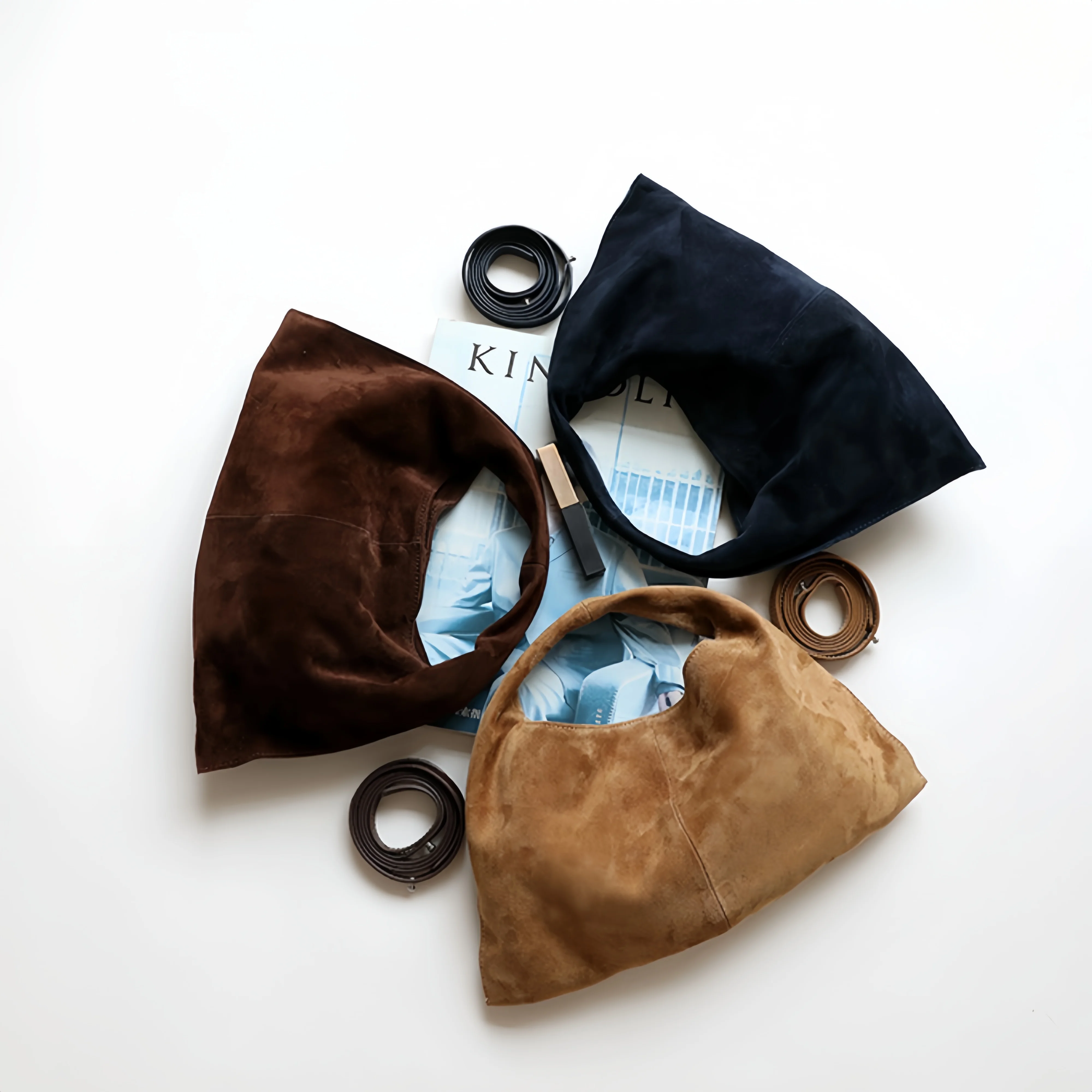 

2026 New Autumn Winter Suede Velvet Underarm Tote Bag - First Layer Frosted Cowhide Large Capacity Handbag shoulder bag YD001