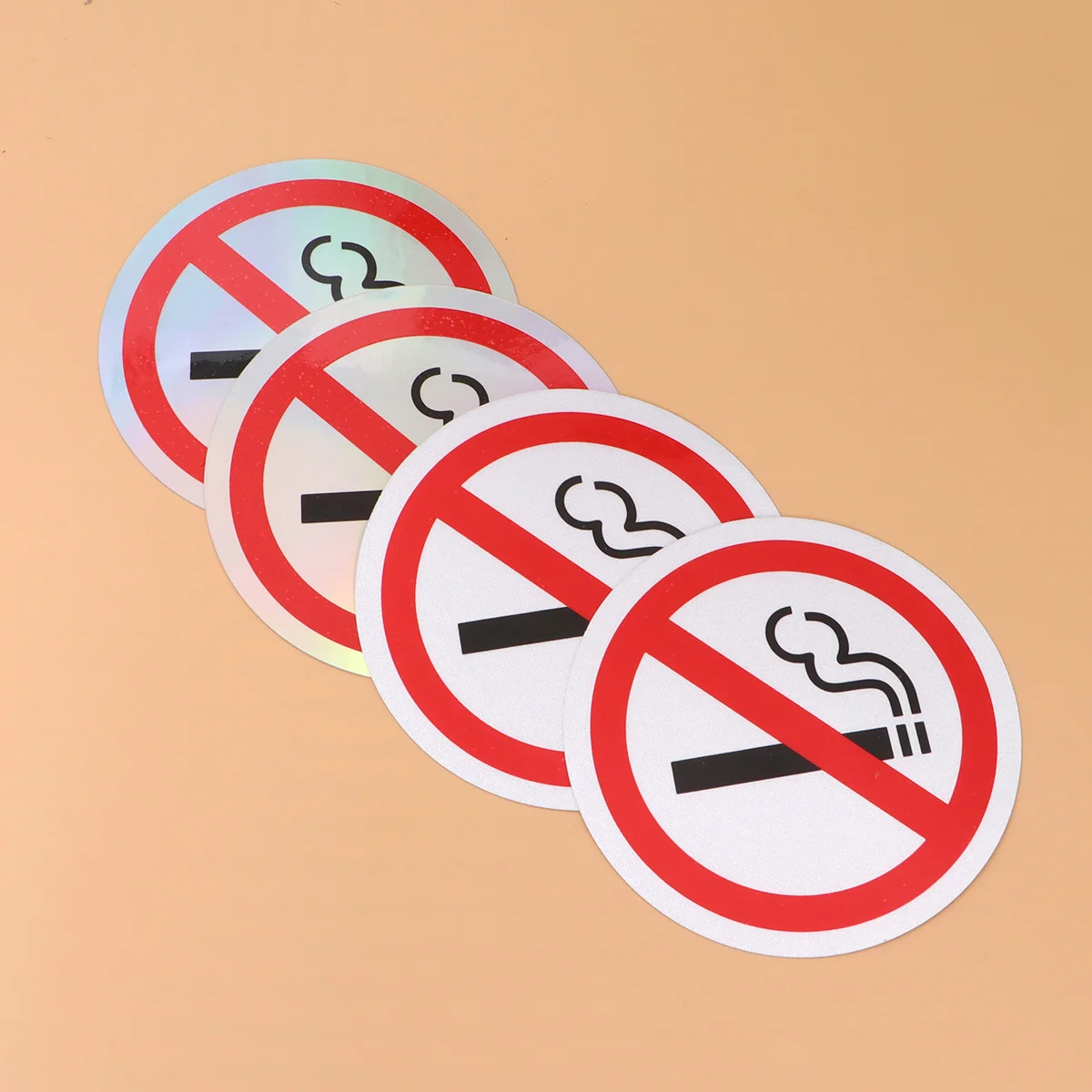 

4pcs No Smoking Sign Stickers Pet Durable Warning Decal For Car Vehicle Smooth Surface No Residue Easy Remove White Traffic