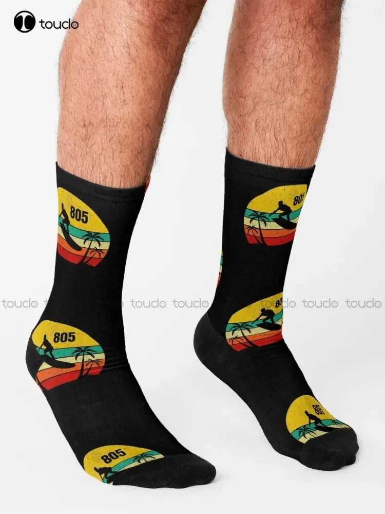 Vintage Ventura Retro Sunset Beach Surfer | Ventura 805 Socks Softball Socks Women Personalized Custom 360° Digital Print