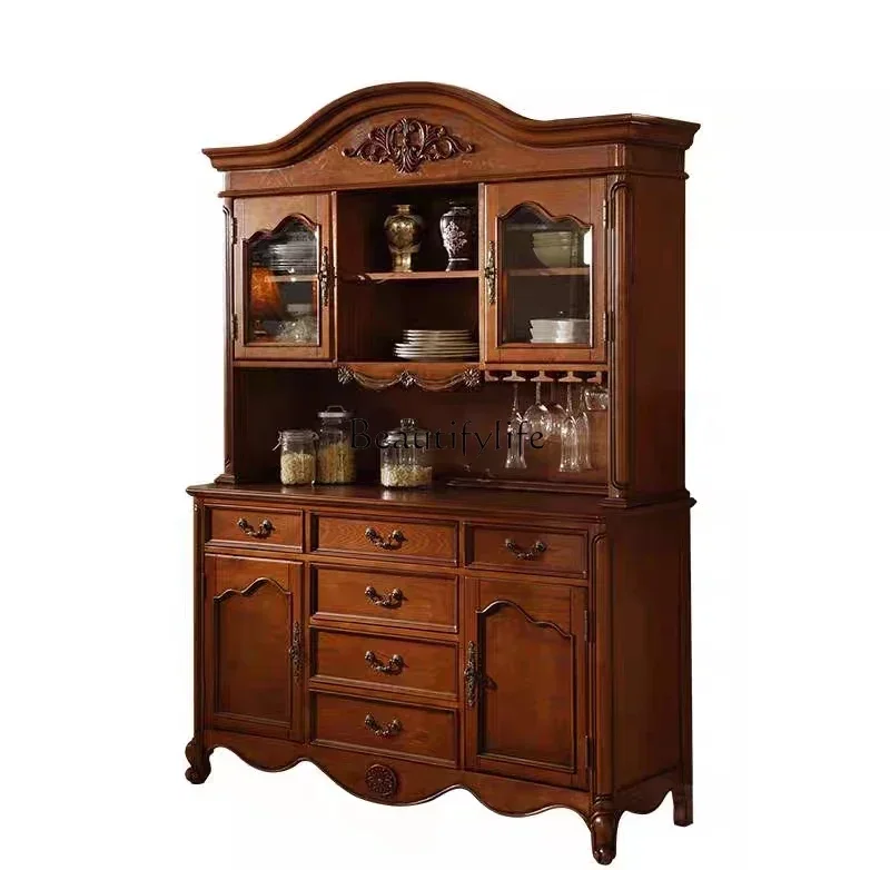 

09 Solid Wood Sideboard Cabinet Against The Wall Home Living Room Dining Room Cabinet