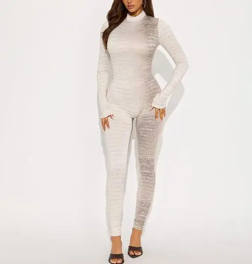 

Осень/зима 2022, новый женский комбинезон для похудения с круглым вырезом и молнией с длинными рукавами и серпантином на бедрах