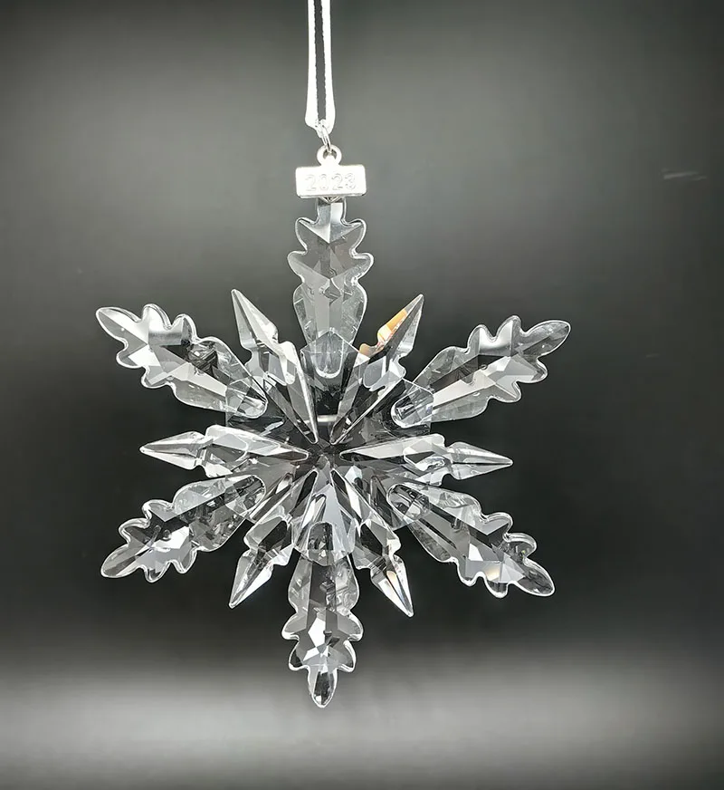 

new 2023Austrian Crystal Star Snowflake Car Pendant Christmas Charms Hanging Ornaments Decoration white gold ABcolor craft gift