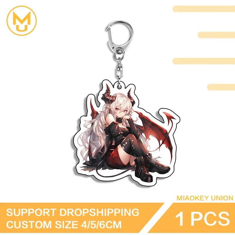 Elegant Devil Girl Unique Character Sitting Posture Glaring Double Sided Keyring Luxury Adorable Anime Character Jewelry
