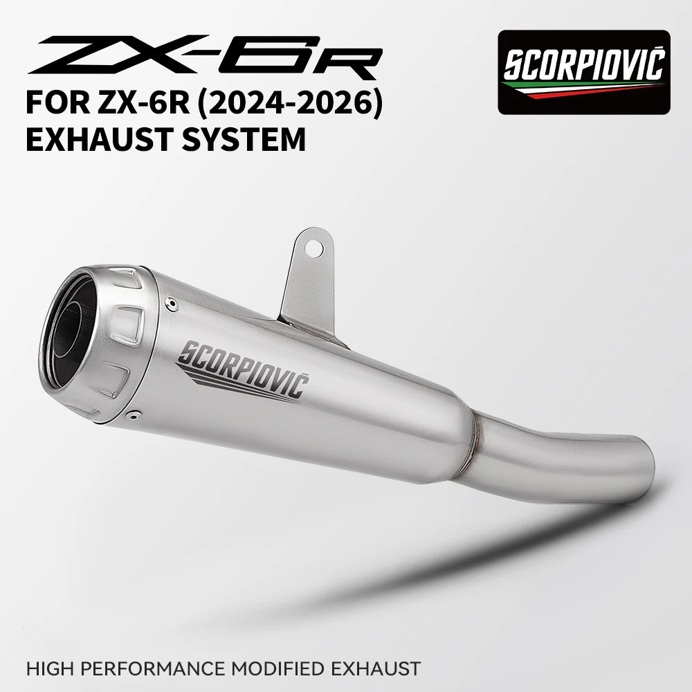 

Used for ZX6R 2024-2026 ZX-6R motorcycle system exhaust pipe middle and tail section integrated high-performance slip on