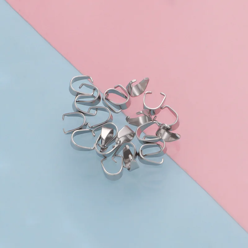 50Pcs/Lot 3*7mm Stainless Steel Pendant Clips Clasps DIY Pinch Clip Bail Connector Jewelry Accessories Wholesale