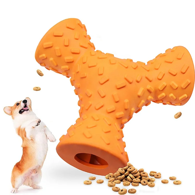 Interaction Squeaky Food Grade Rubber Safety Three-Sided Food Leakage Device Dog Chew Toy