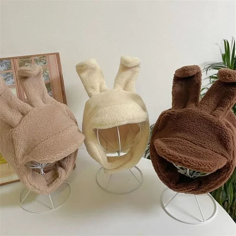 Baby Children Winter Hats Scarf Baby Cute Rabbit Ear Cap Hat Autumn Plush Cap for Girls Boys Kids Warm Thicken Hat Scarf Set