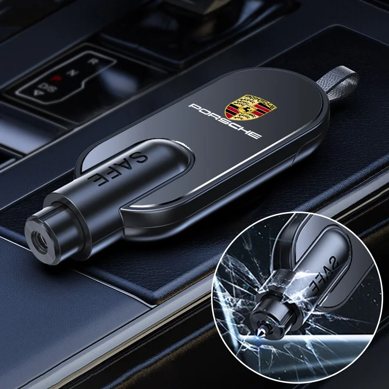 

For Porsche 2 in1 Car Emergency Hammer Window Breaker SeatBelt Cutter Auto Window Escape Safety Hammer Life-saving Rescue Tool