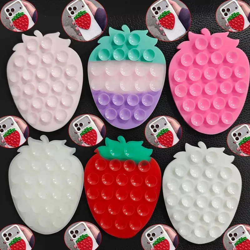 

1-2 шт. Крепление-присоска для телефона в форме клубники, портативная подставка, универсальный фиксатор для телефона, автомобильный навигационный кронштейн