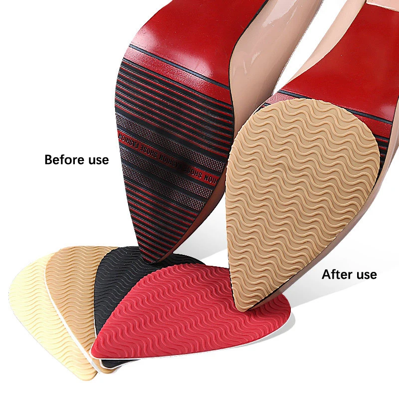 1 Pair Insole Wear-resistant Tendon Rubber Sole Non-slip Stickers High Heels Forefoot Anti-skid Pad Sole Anti-slip Pad