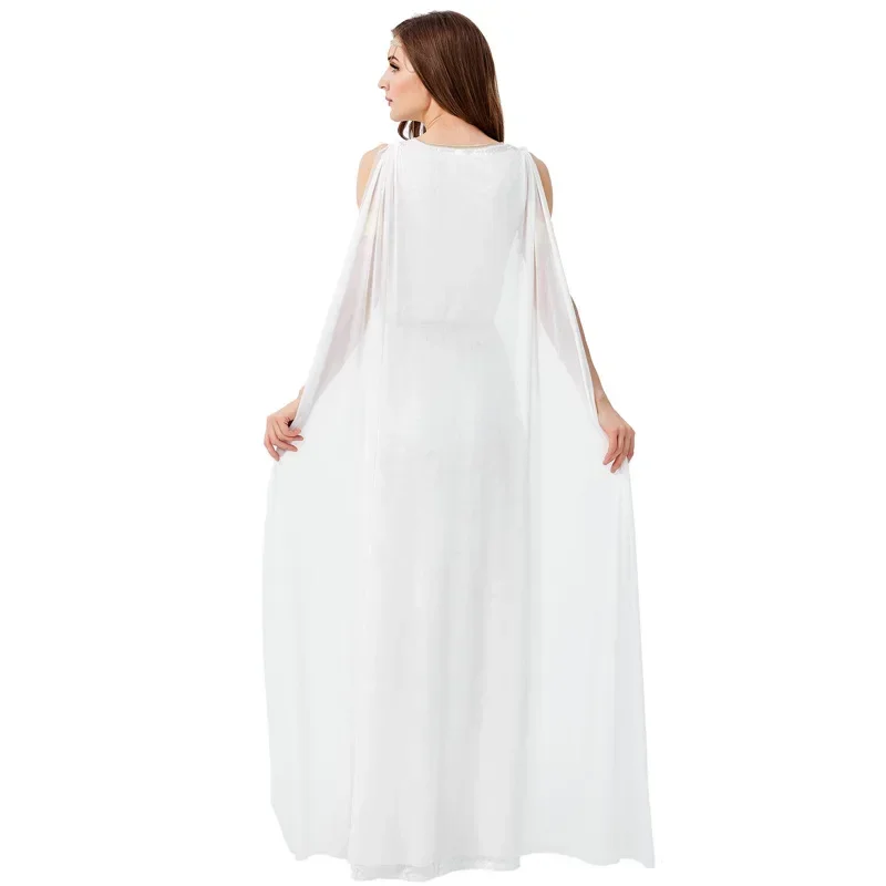 Fato de deusa grega antiga Athena para adultos e crianças, Toga grega romana, vestido Purim de Halloween para mulheres e meninas