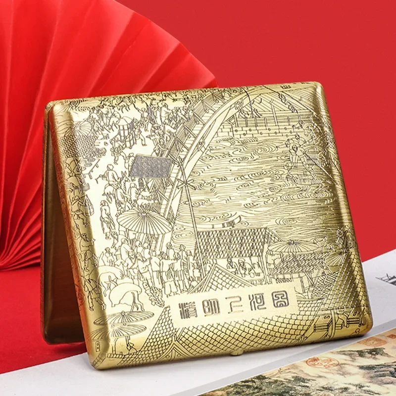 

20 шт. портсигар Qingming Shanghetu латунь модный металлический портативный золотой латунь