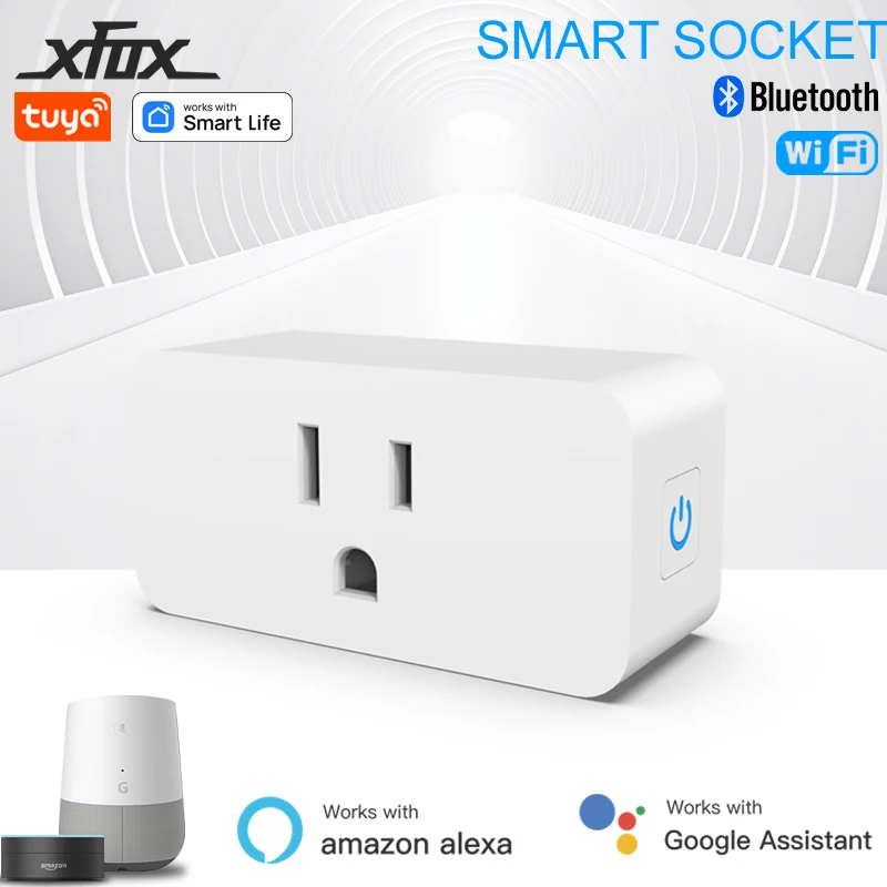 

Tuya WiFi Bluetooth Smart Plug US Standard 10A AC110-130V Smart Socket Voice Control Timing Compatible with Alexa Google Home