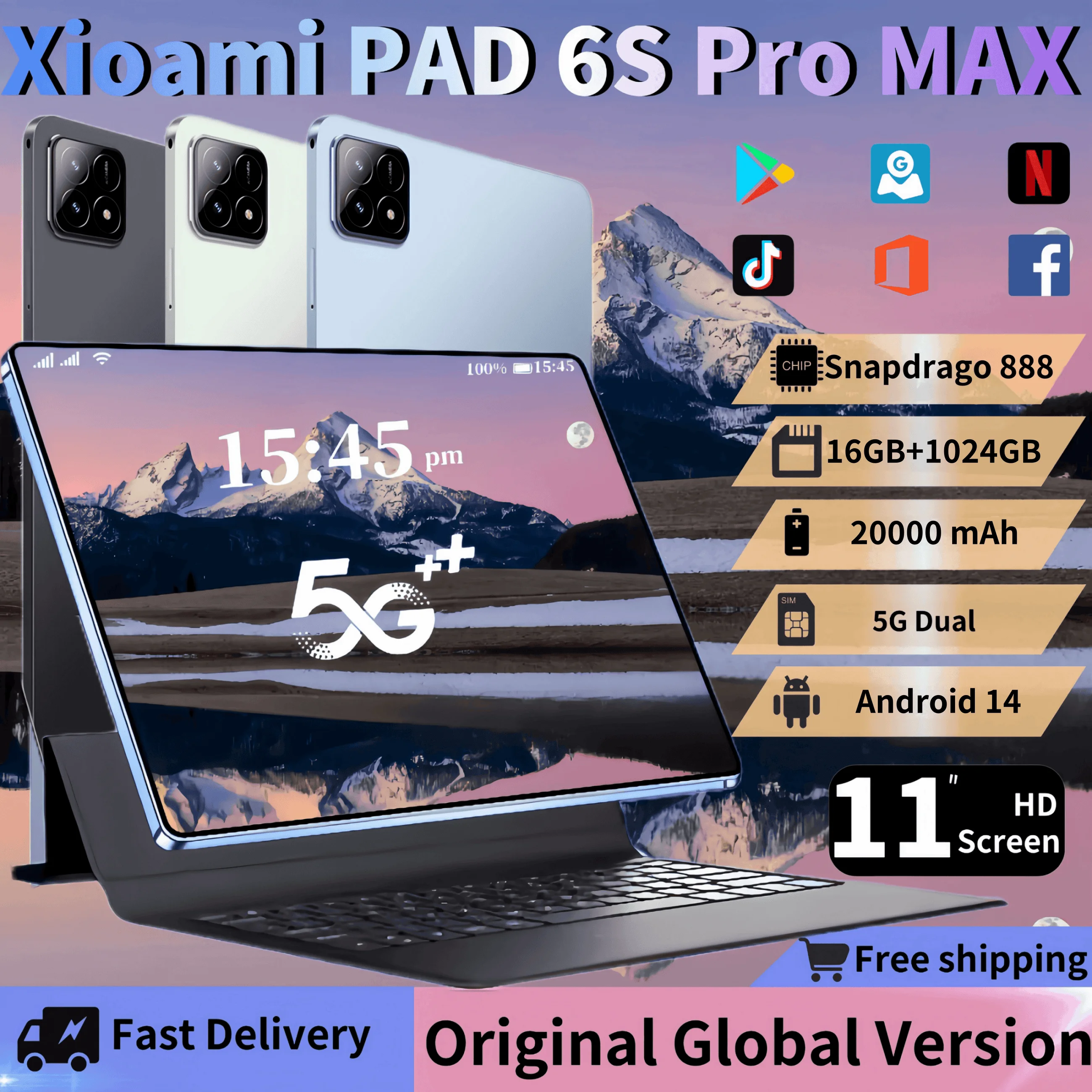 2024 Original XioaMi Pad 6S Pro Snapdragon888 Tablet Android14 11Inch HD 16GB+1TB 20000mAh 5G Dual SIM Bluetooth WiFi MI Tablets