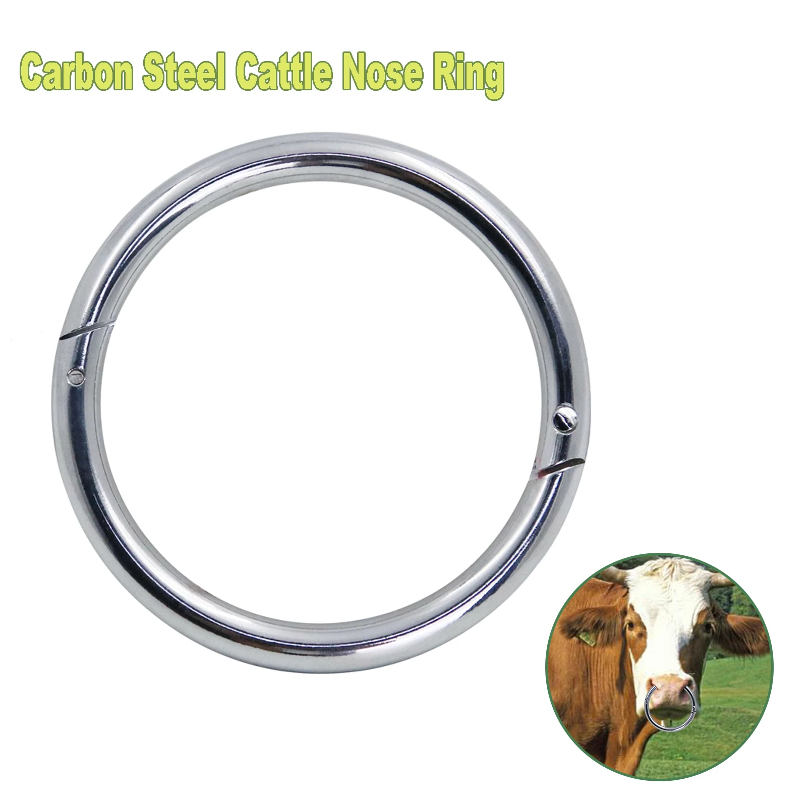1Pcs Metal Cattle Nose Rings Bull Ox Cow Bovine Traction Clamp Farm Animal Livestock Nose Clips Farm Animal Supplies 8.6/10.2cm