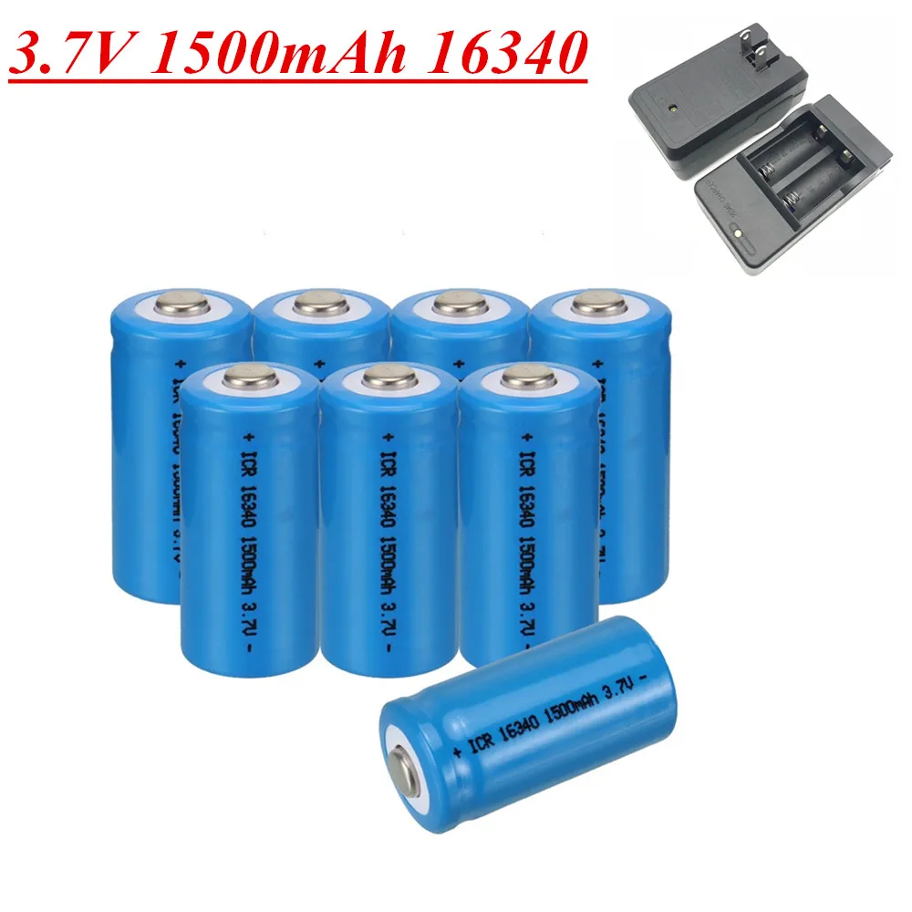 3.7V 1500mAh Li-ion Batteries 16340 CR123A Rechargeable Battery For LED Flashlight Travel Wall Charger For CR123A 16340 battery