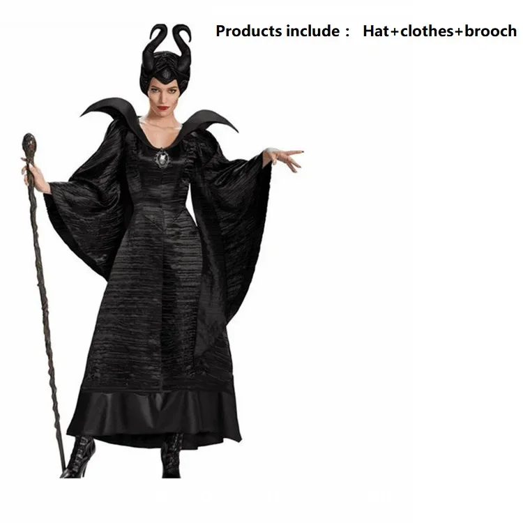 Marlene-Robe de Sorcière Noire pour Adulte، Malédiction du Sommeil، Tenue de Jeu Sescurisée