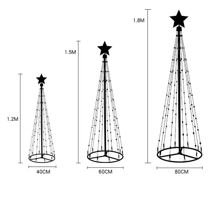 1.5M 2.1M Smart Lighted RGB Christmas Tree Cone Tree with Star Topper Outdoor DIY APP Controlled Lighted Christmas Tree Light