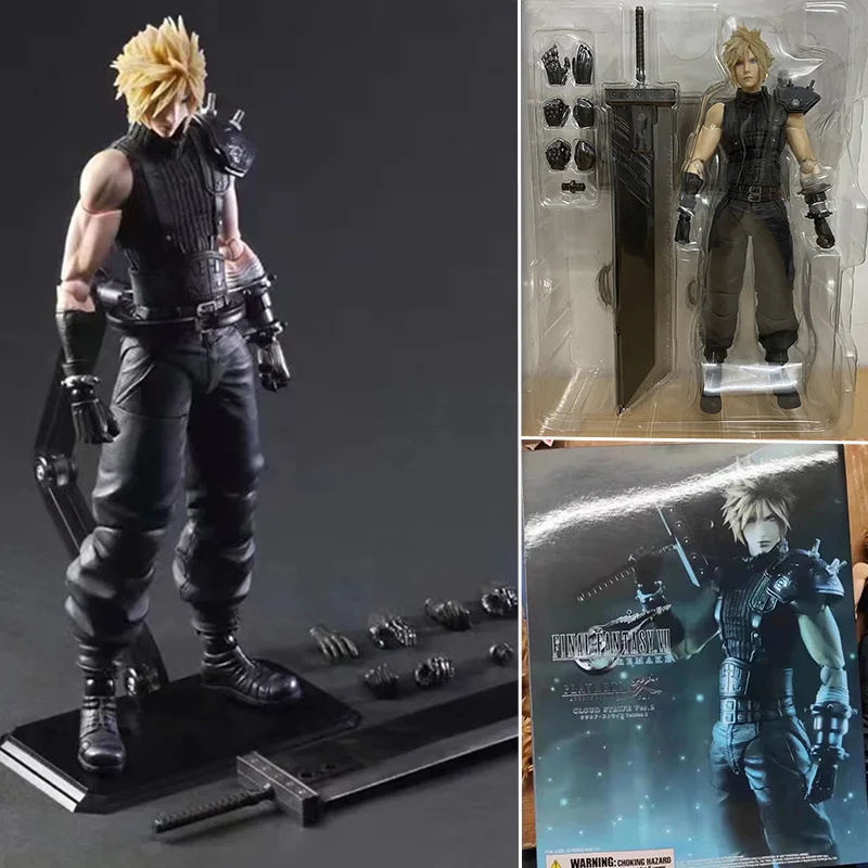 Anime PLAY ARTS VII Cloud Strife Edition 2 PVC Action Figure Collection Model Toys Doll Christmas Gift 25CM