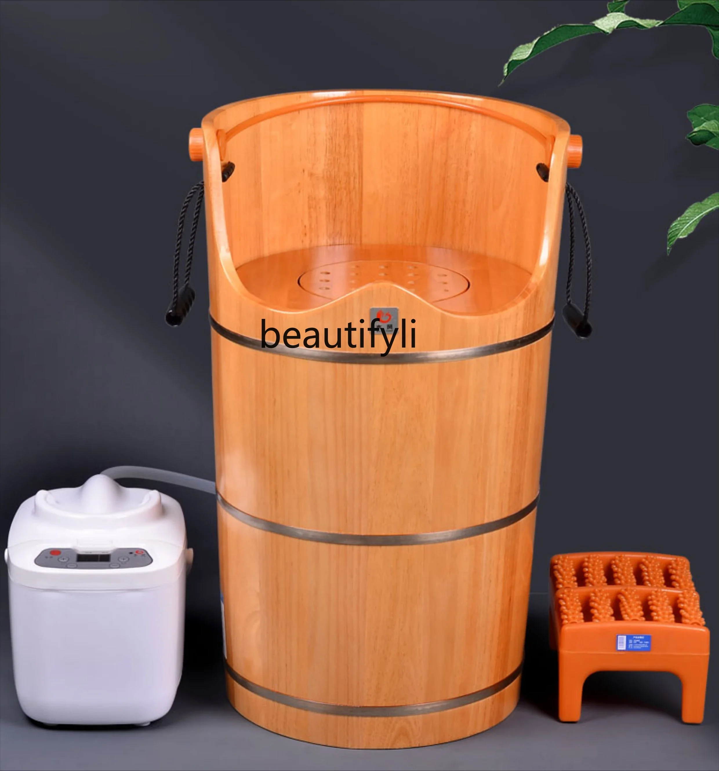 

Foot soaking bucket Household over-knee fumigation bucket Height steaming foot bucket Oak