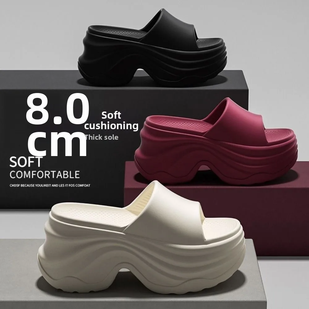 Erhöhte Absatzhöhe Dicke Sohle Anti-Rutsch-Slipper für Damen mit 10 cm Absatz, geruchshemmend, aus EVA – Coole Slipper – Detail 17
